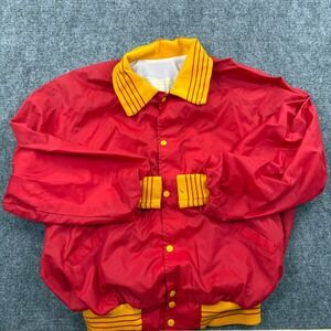 Vintage 90s DeLong Sportswear XL Red Yellow Stripe Track Jacket Bomber Flaw Mens